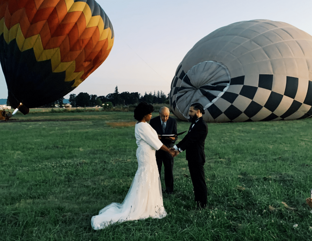 our wedding with hot air balloons