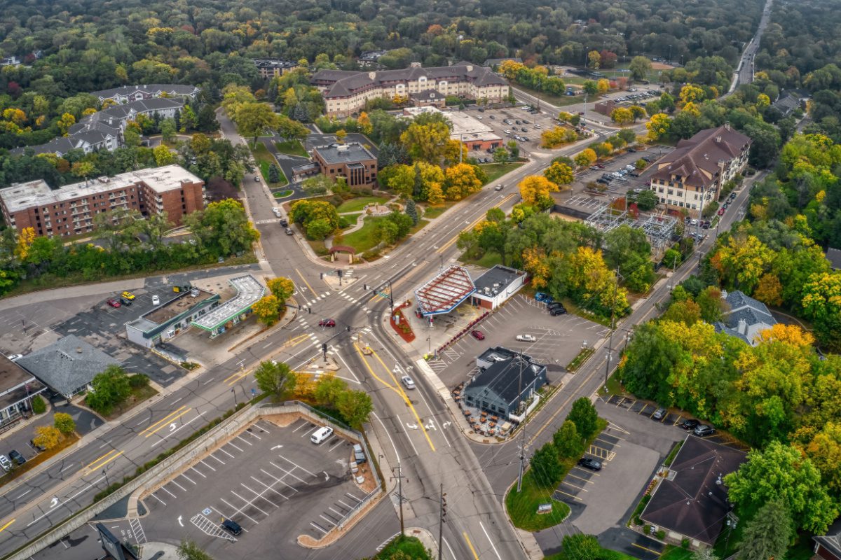 Aerial view of the undeniably charming Minnesota town, Minnetonka