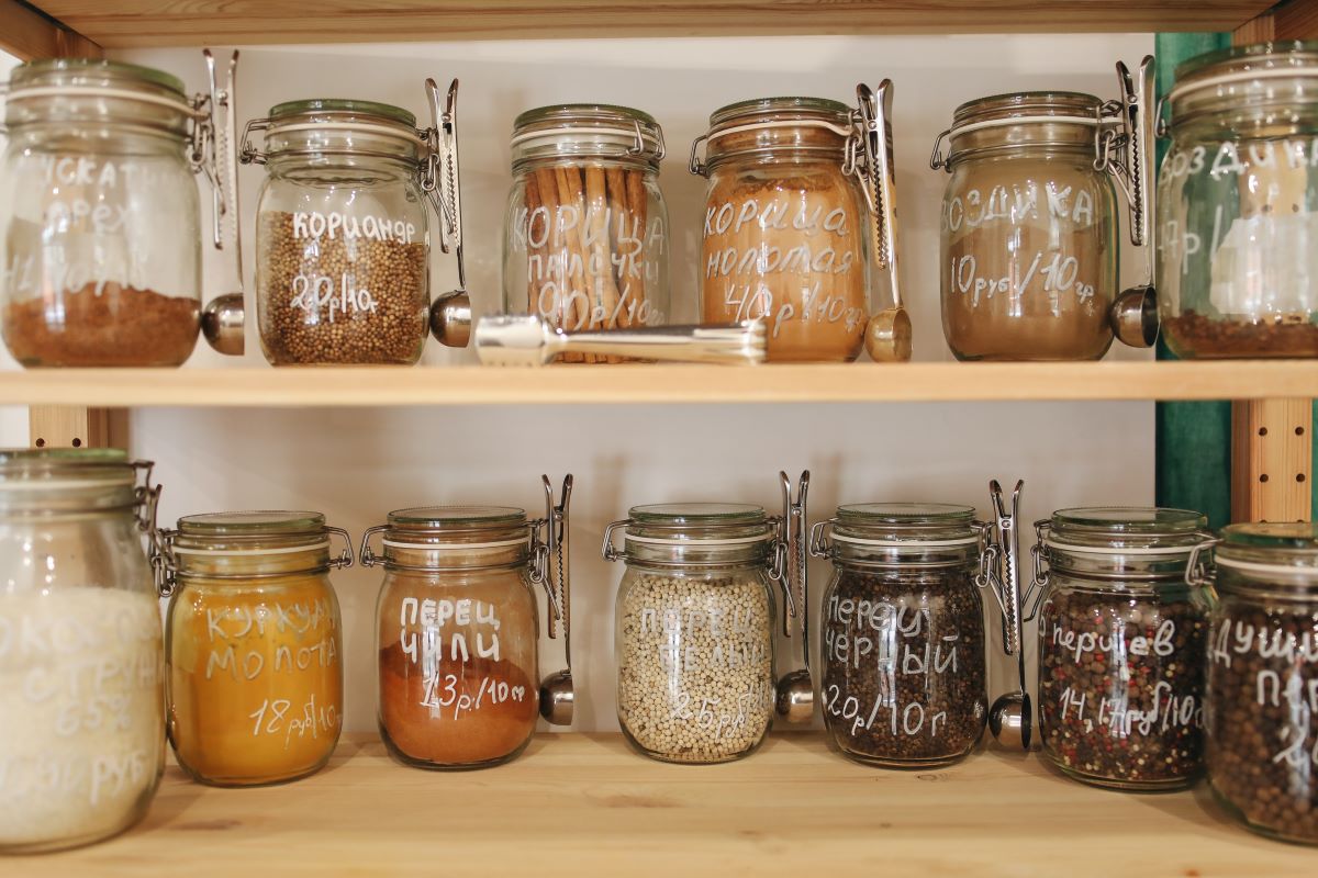 Labeling jars and containers is one of the best pantry organization ideas.