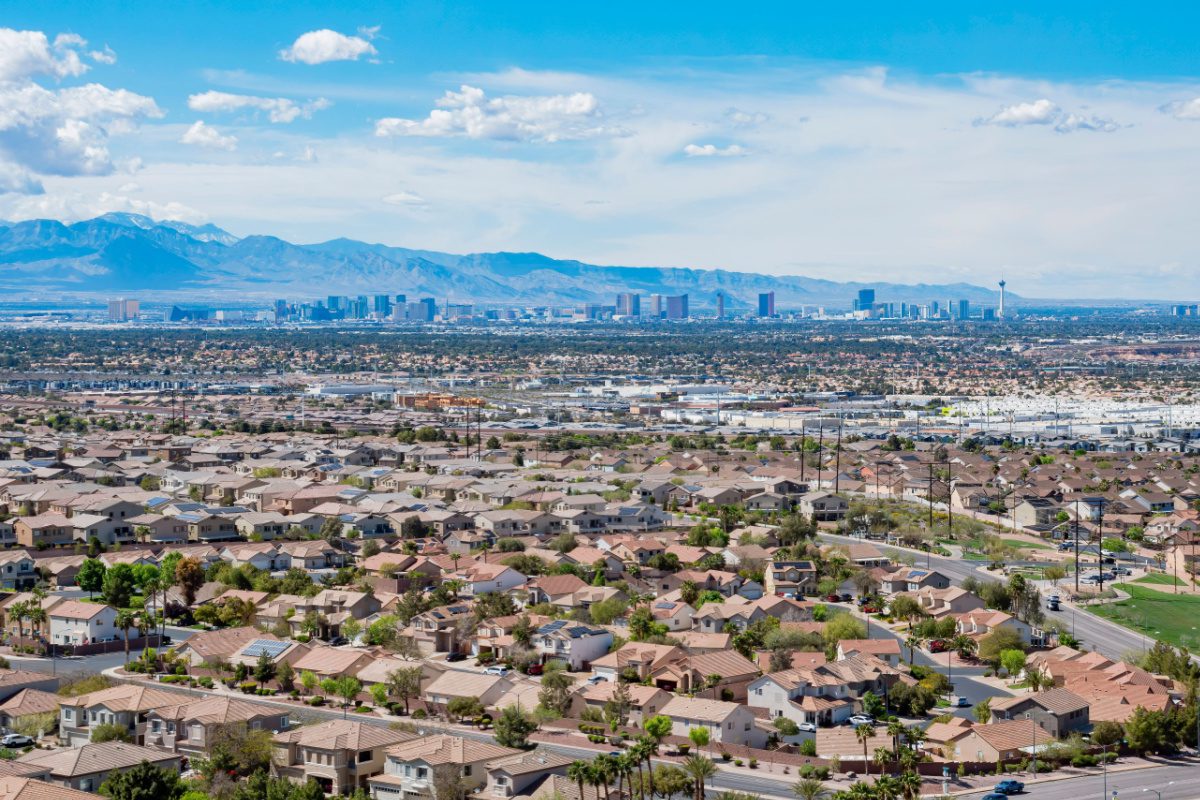 Suburban sprawl just outside of Las Vegas, where a housing market is thriving in the desert