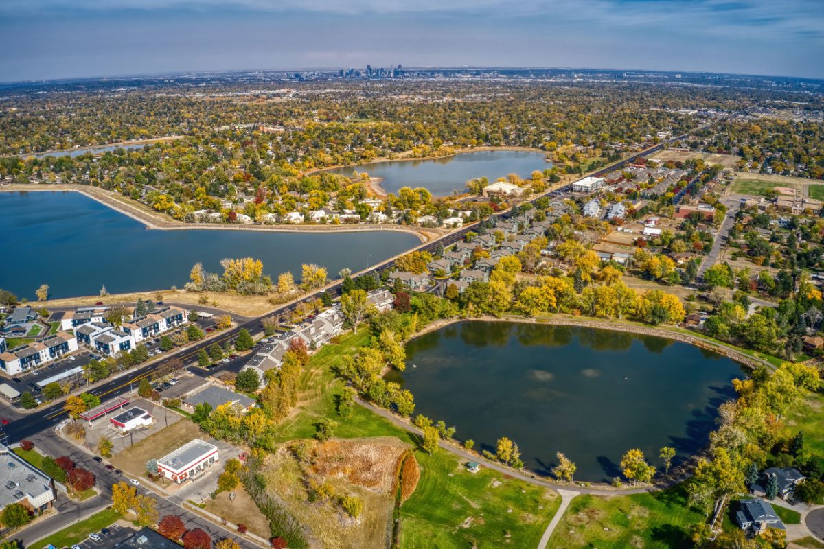 Aerial view of Lakewood, CO, one of Denver