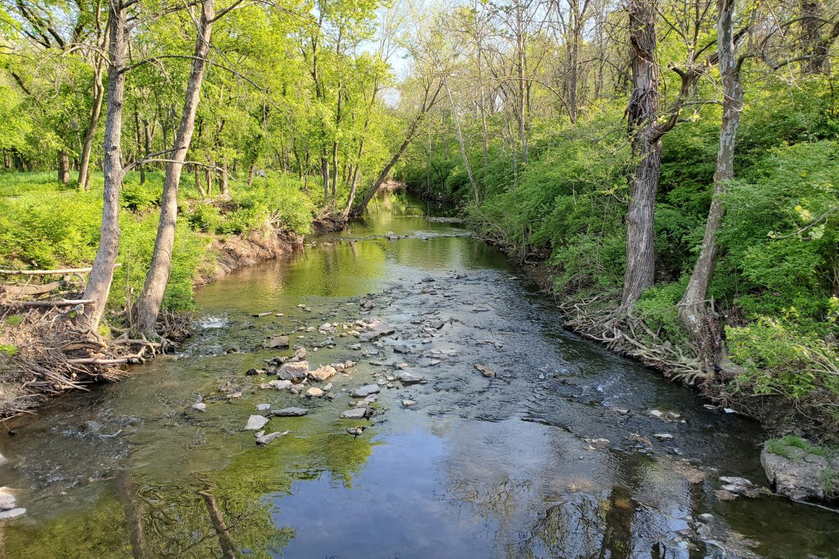 Tomahawk Creek running through Leawood, a great place to call home in Kansas and one of the best cities for families seeking the best of what kansas offers in recreational activities, cultural attractions and more. 