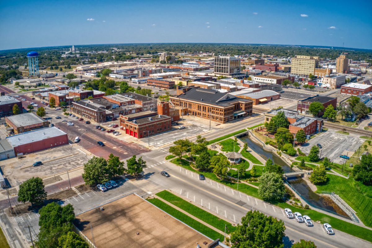 Aerial view of Hutchinson, one of the best places to live in Kansas