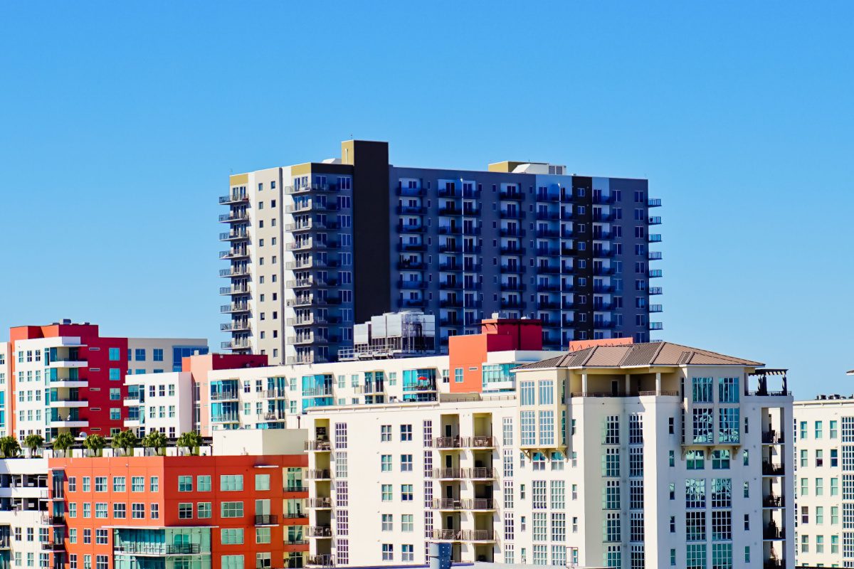 Colorful apartment buildings in downtown Tampa
